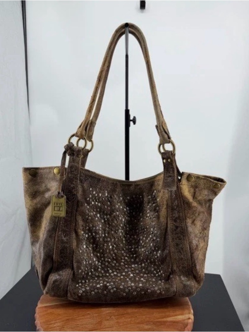 Frye Distressed Brown Leather Shoulder Tote